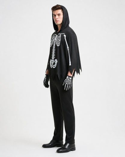 Skeleton Costume Jumpsuit with Hood for Carnival and Cosplay side view