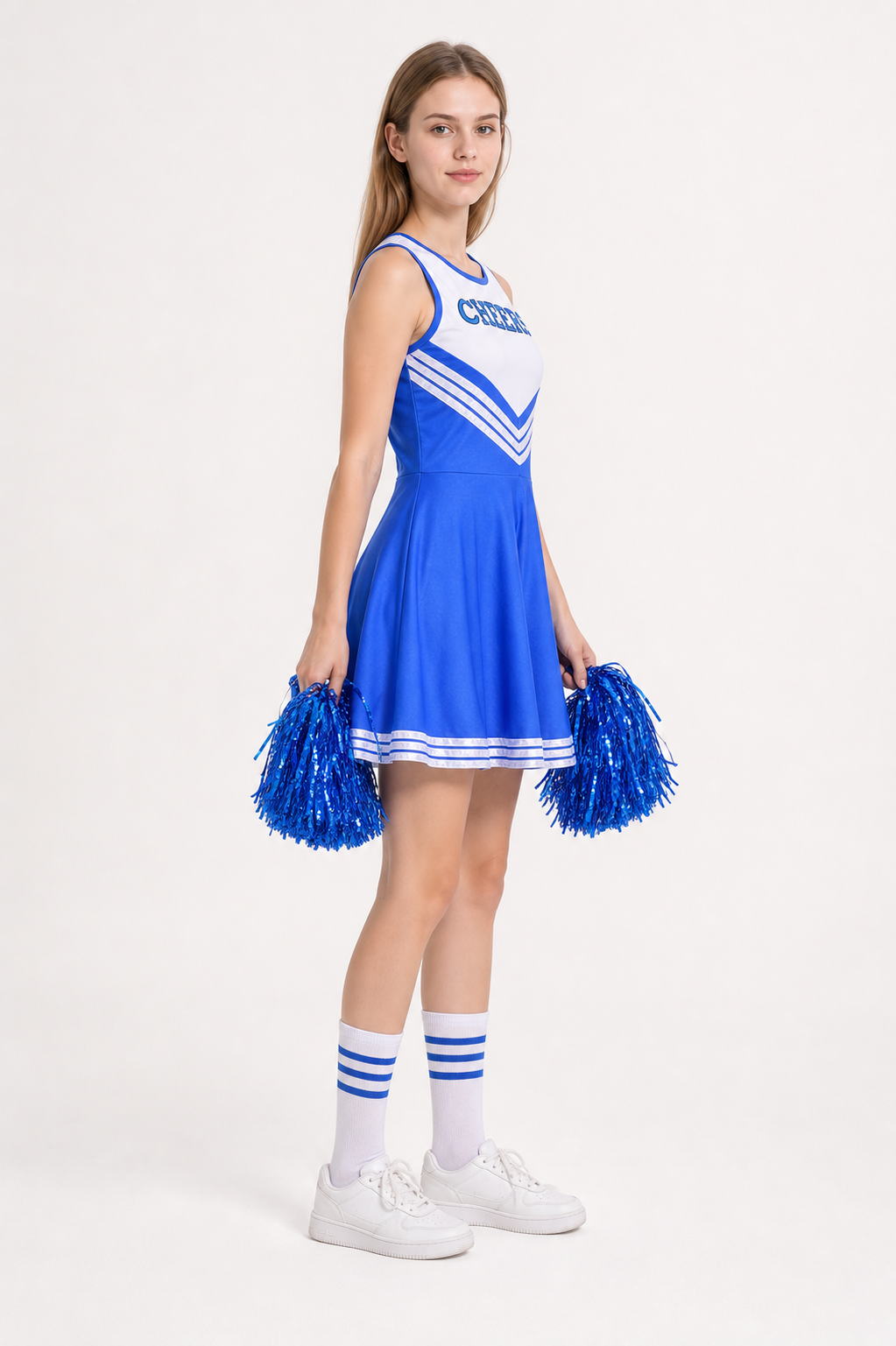 Sleeveless Cheerleading Dress with V-Shaped Stripes side view