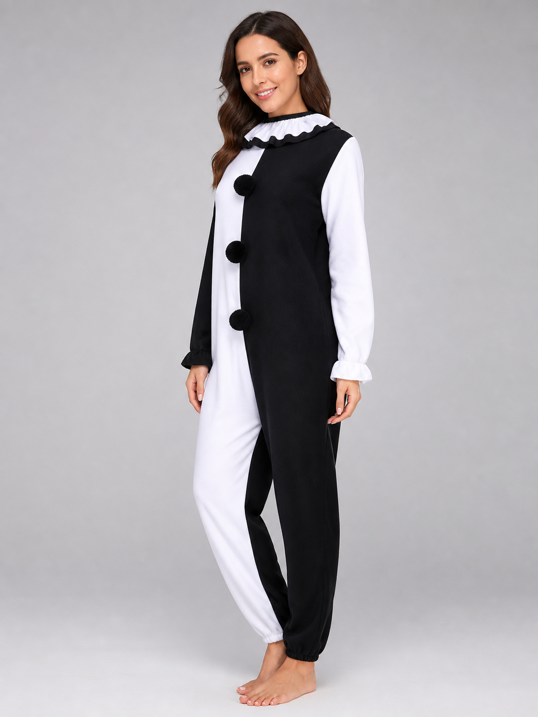Halloween Clown Costume, Black and White Jumpsuit