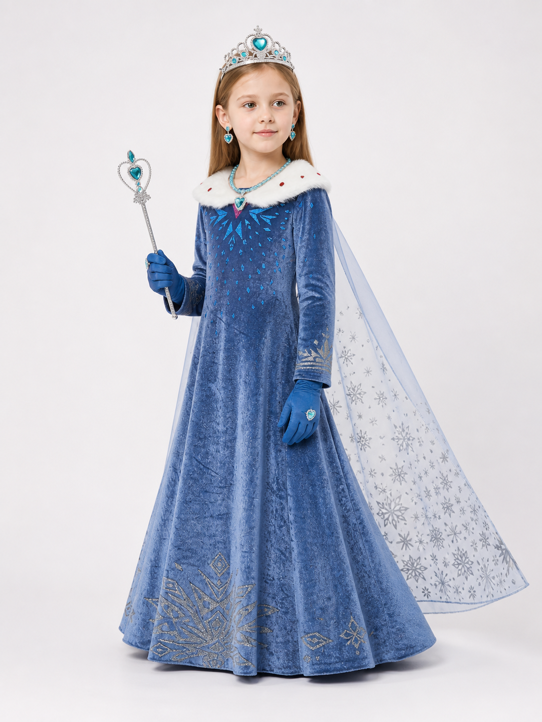 Snow Queen Costume with Cape for Cosplay side view