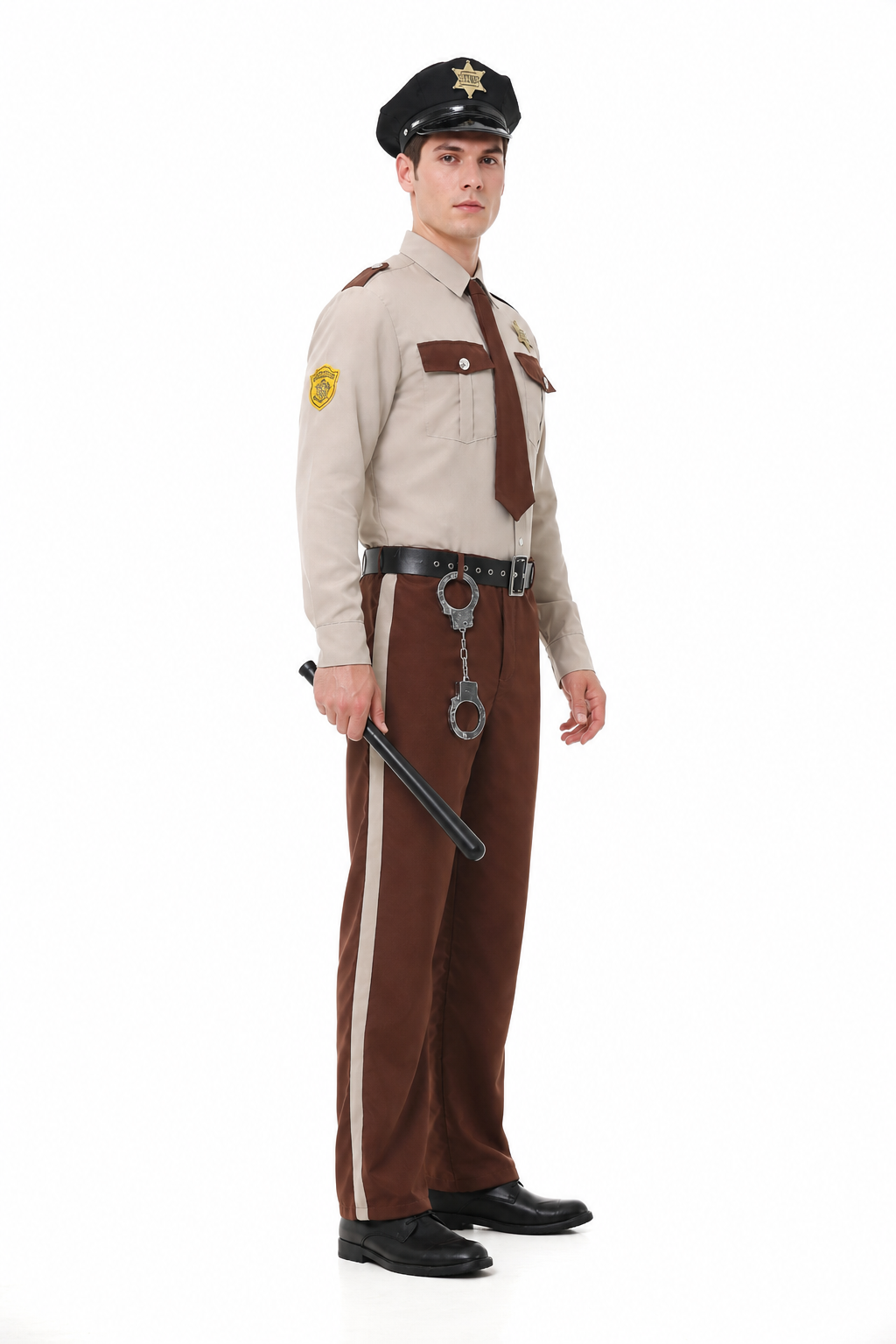 Sheriff Costume with Peaked Cap, Belt, and Tie side view