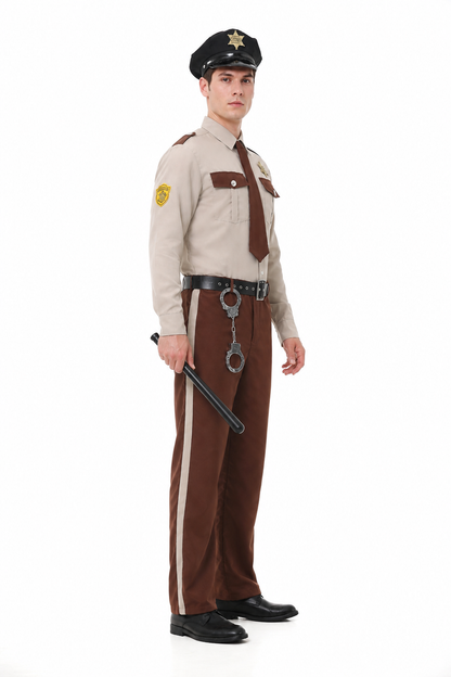 Sheriff Costume with Peaked Cap, Belt, and Tie side view
