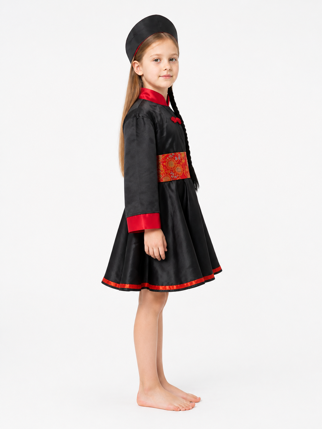 Zombie Costume Dress with Red Belt for Halloween side view