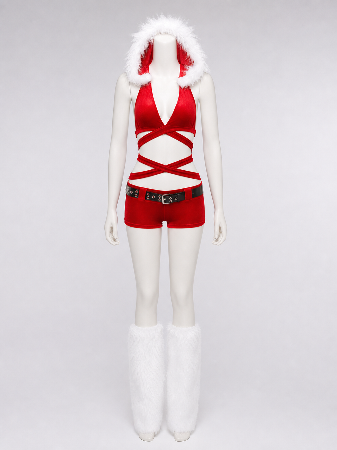 New Year's Costume with Top and Shorts, Red and White side view