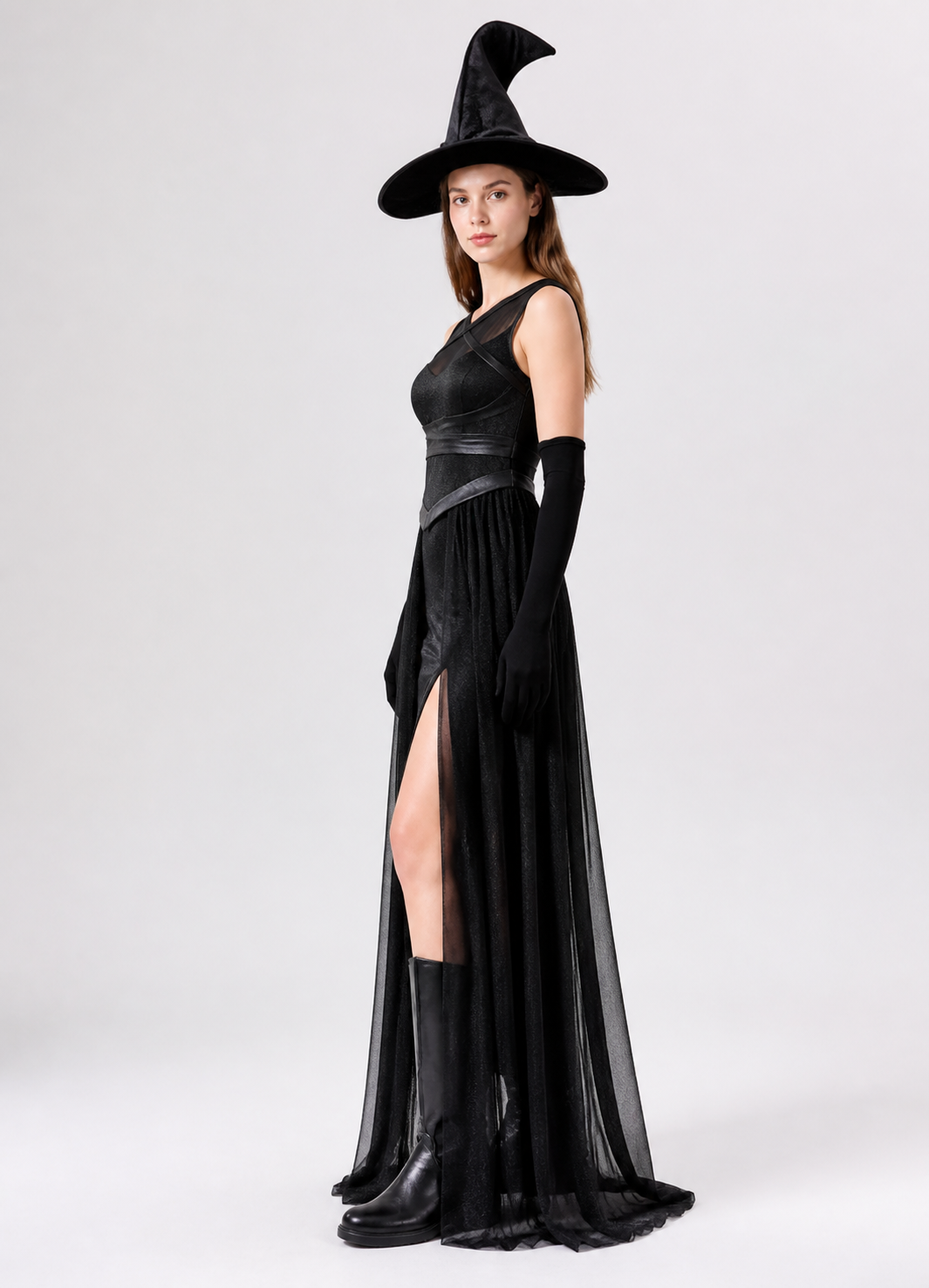 Witch Costume with Black Dress for Halloween side view