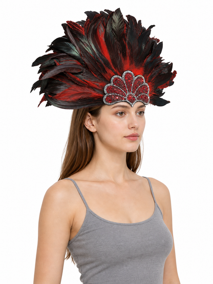 Red Feather Carnival Headpiece