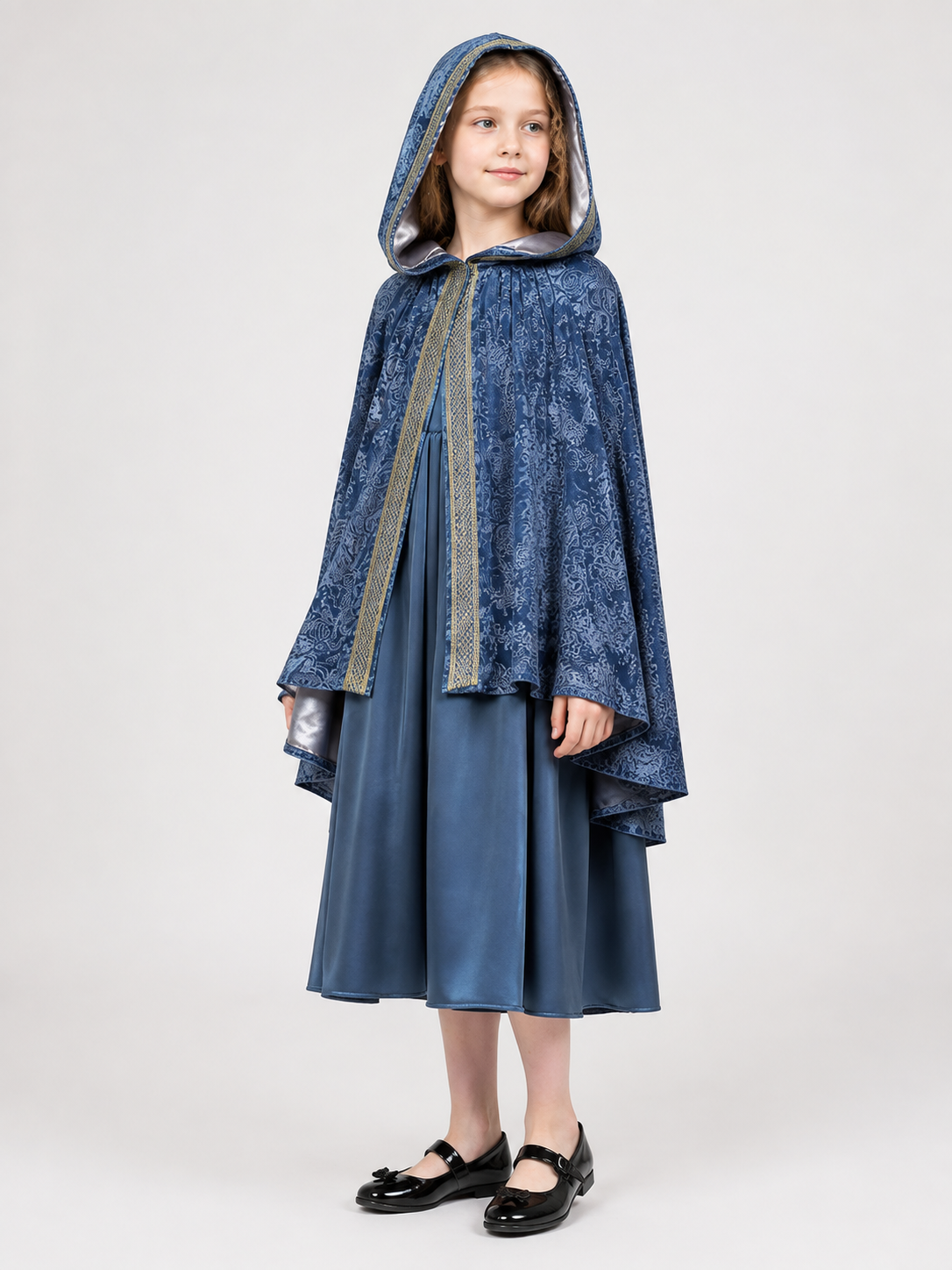 Medieval Hooded Cloak for Cosplay, Halloween side view