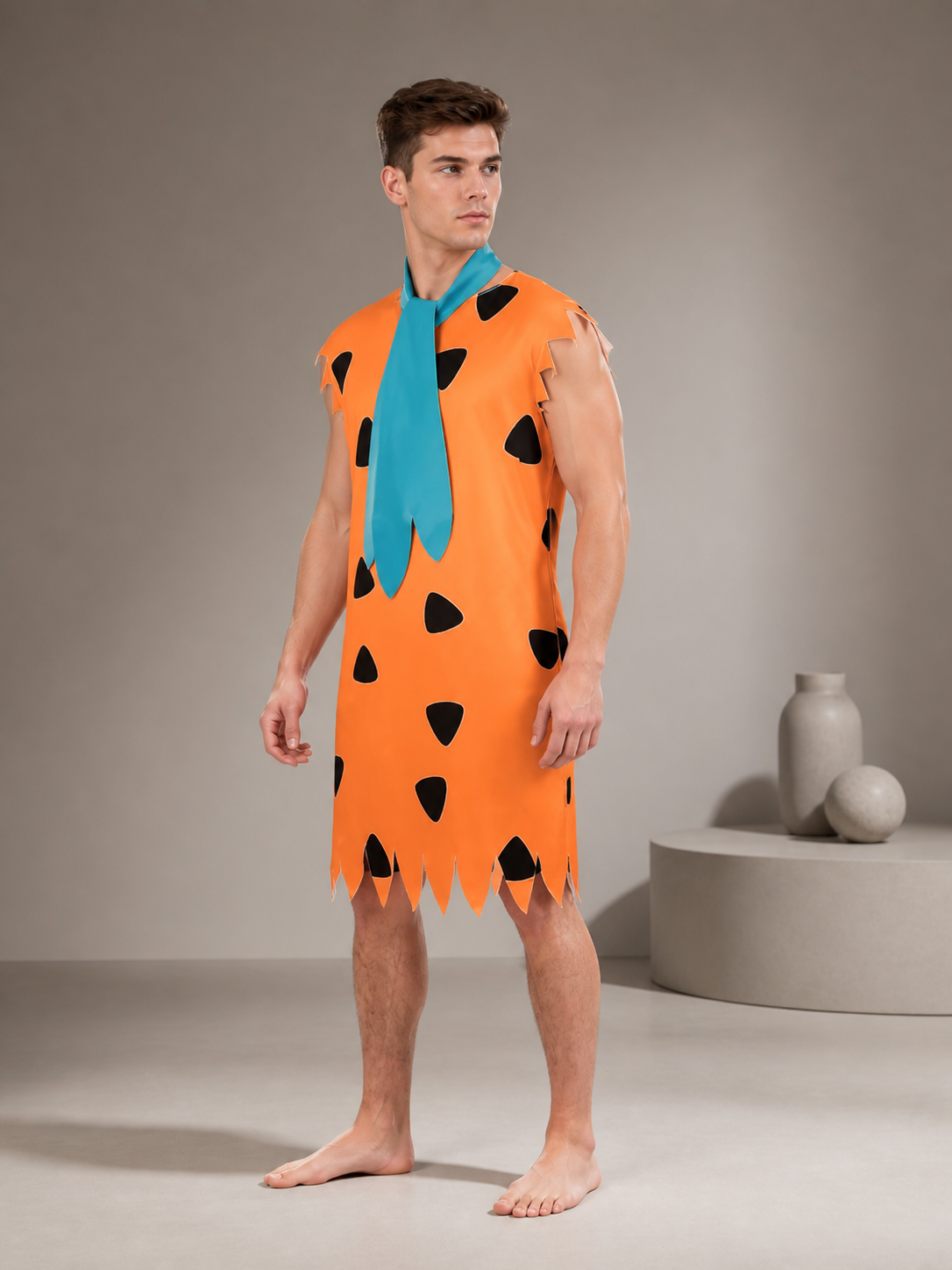 Orange Caveman Costume with Ragged Edge