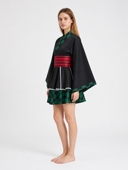 Black Demon Slayer Anime Cosplay Dress side view