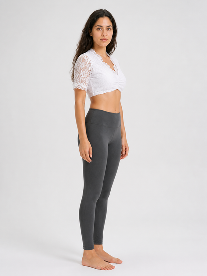 White Lace V-Neck Top side view