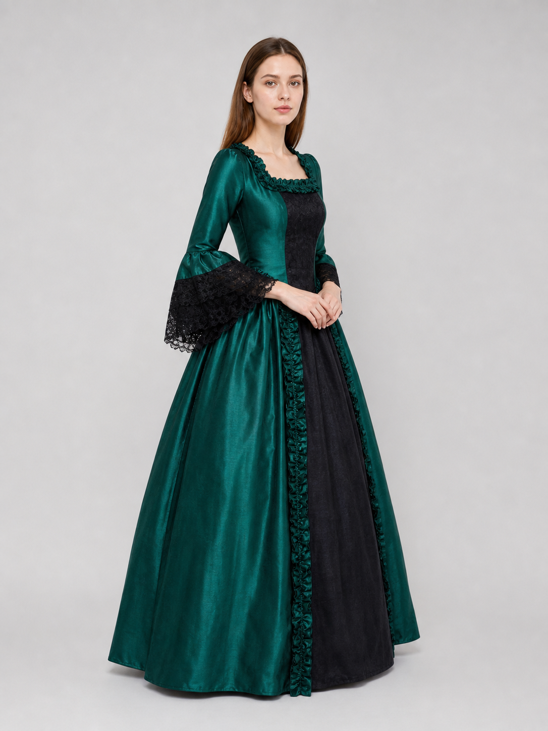 Gothic Victorian Dress with Wide Sleeves