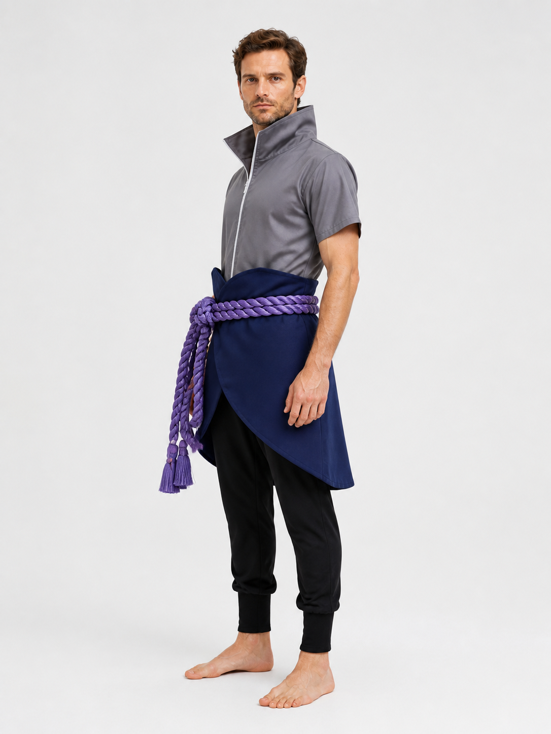 Uchiha Sasuke Cosplay Costume with Asymmetrical Hem side view