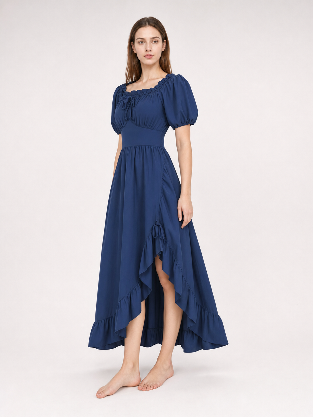 Vintage-style maxi dress with ruffles