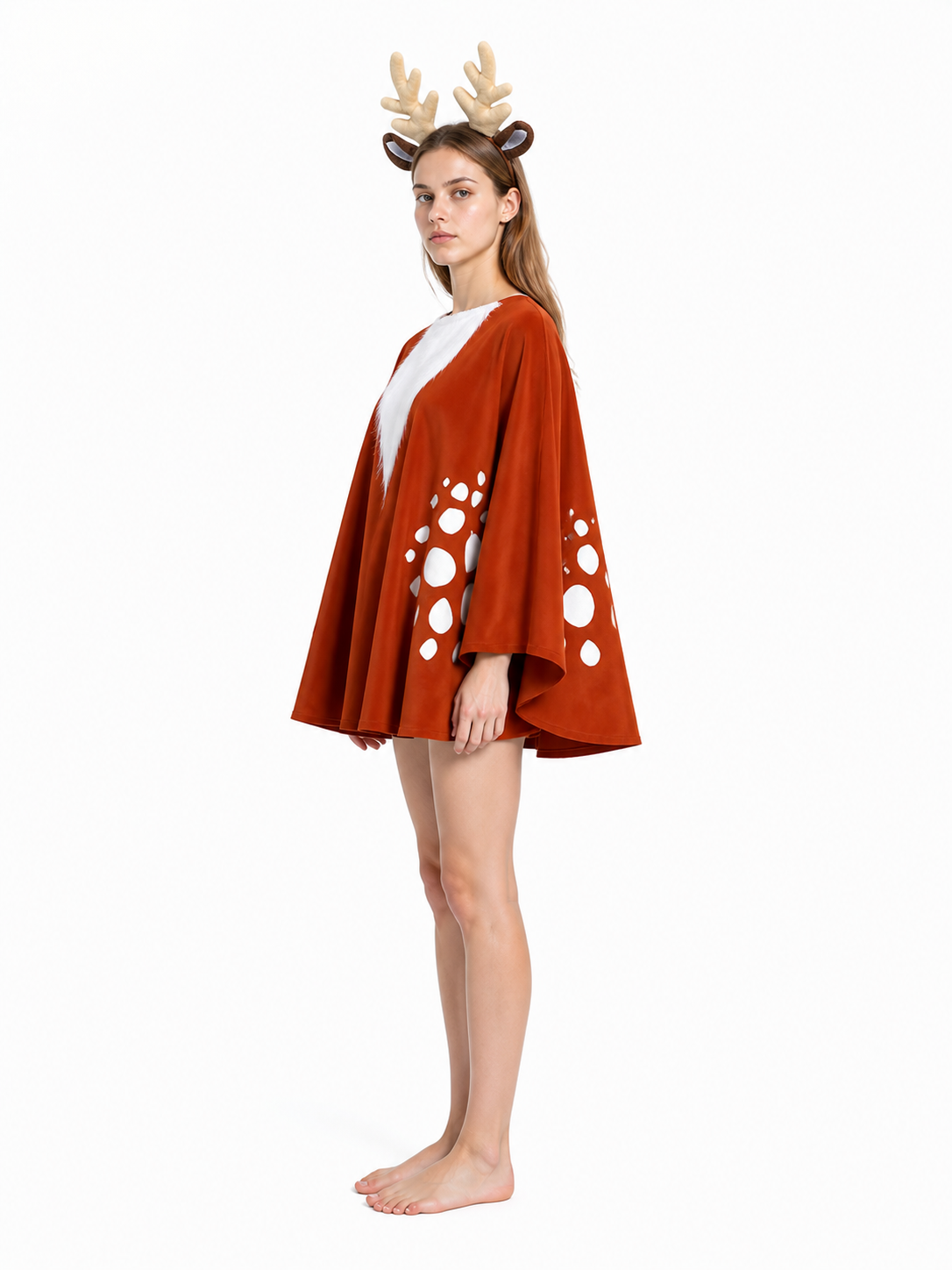 Deer Costume with Antlers and Cape for Festive Events side view