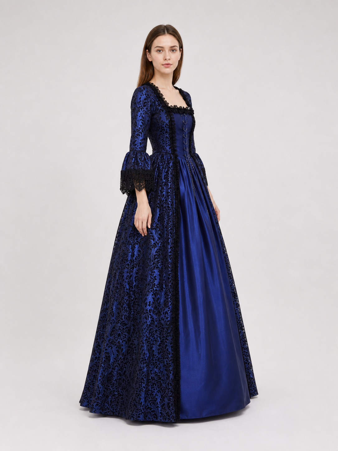 Gothic Historical Dress with Flared Sleeves