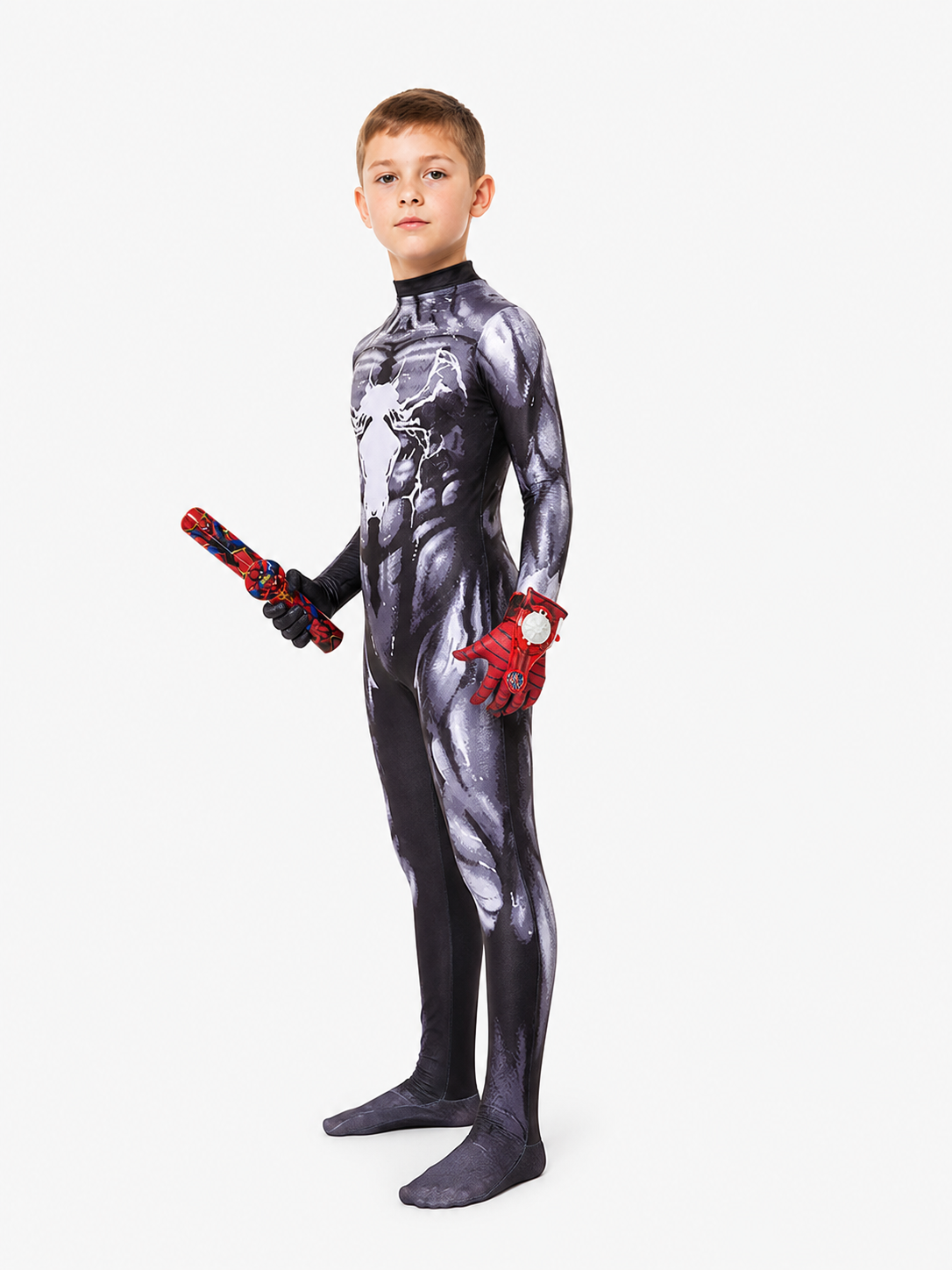 Black Venom Costume with Spider and Accessories side view