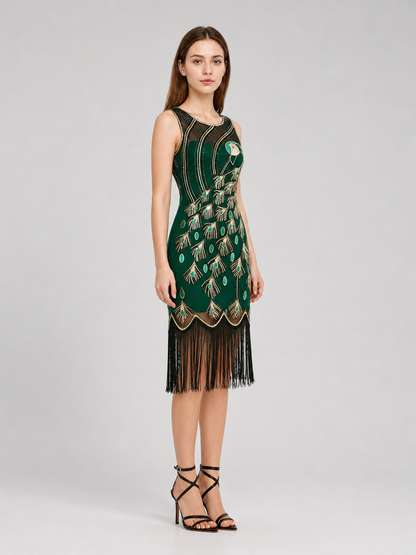 Gatsby-Style Peacock and Fringe Dress