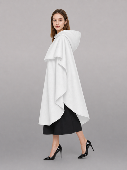 White Medieval Hooded Carnival Cloak