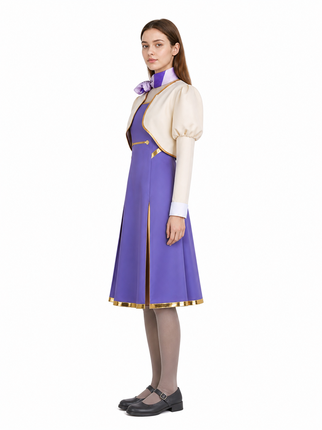 Cosplay Set with Dress, Jacket, and Striped Scarf