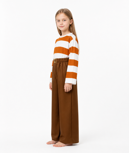 Children’s Inside Out 2 Costume: Striped Top and Pants side view