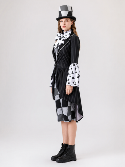 Carnival Costume with Tailcoat and Checkerboard Print side view
