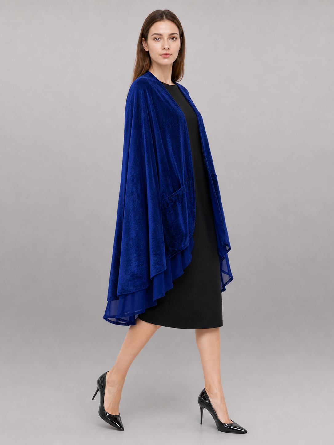 Long Dark Navy Carnival Stage Cloak