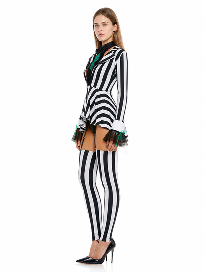 Striped Clown Costume with Skirt for Halloween side view