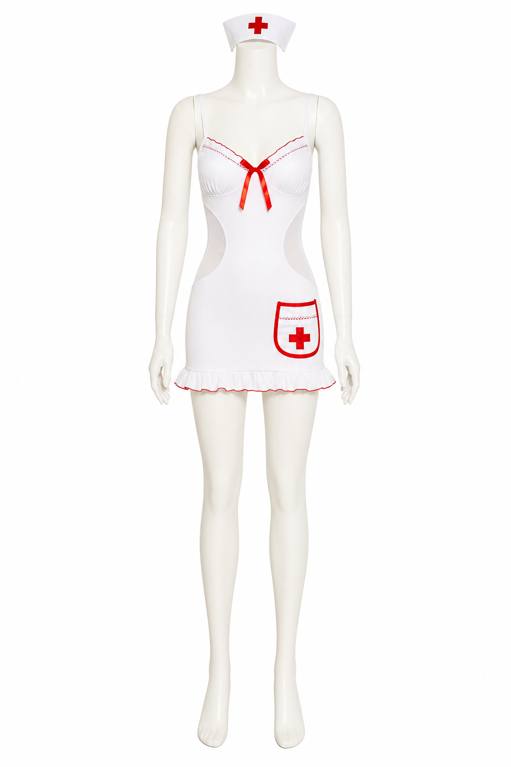 White Medical Costume with Red Trim side view