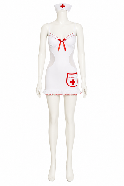 White Medical Costume with Red Trim side view