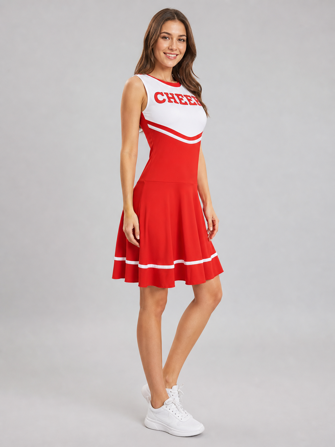 Red and White “Cheer” Stage Performance Dress side view