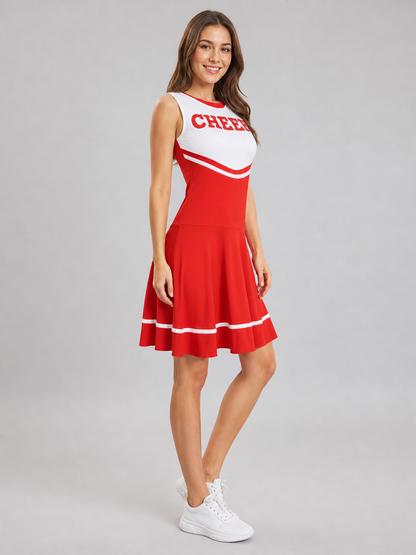 Red and White “Cheer” Stage Performance Dress side view