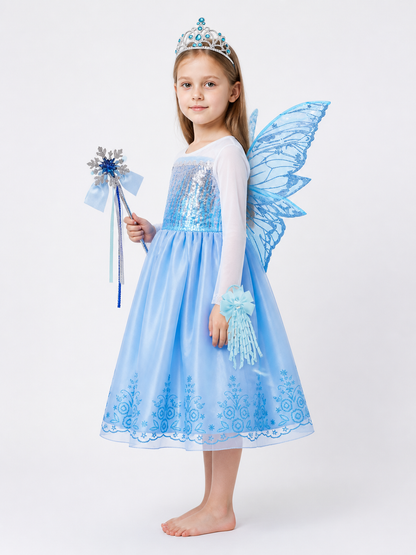 Princess Costume with Butterfly Wings and Crown side view