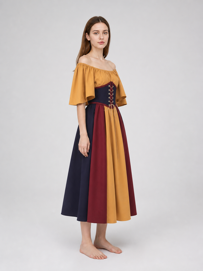 Medieval Dress with Corset Lacing and Sleeves