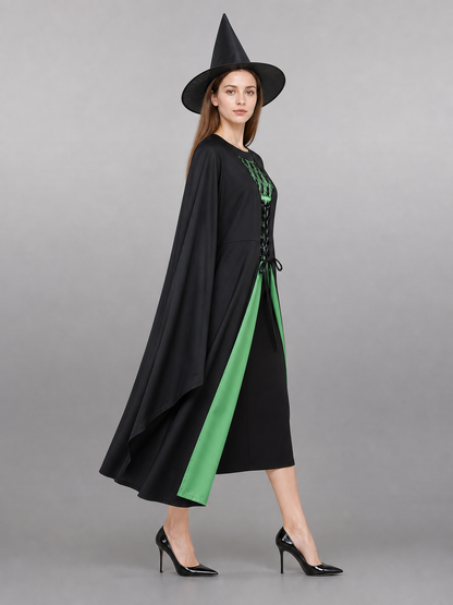 Witch Costume with Pointed Hat, Black