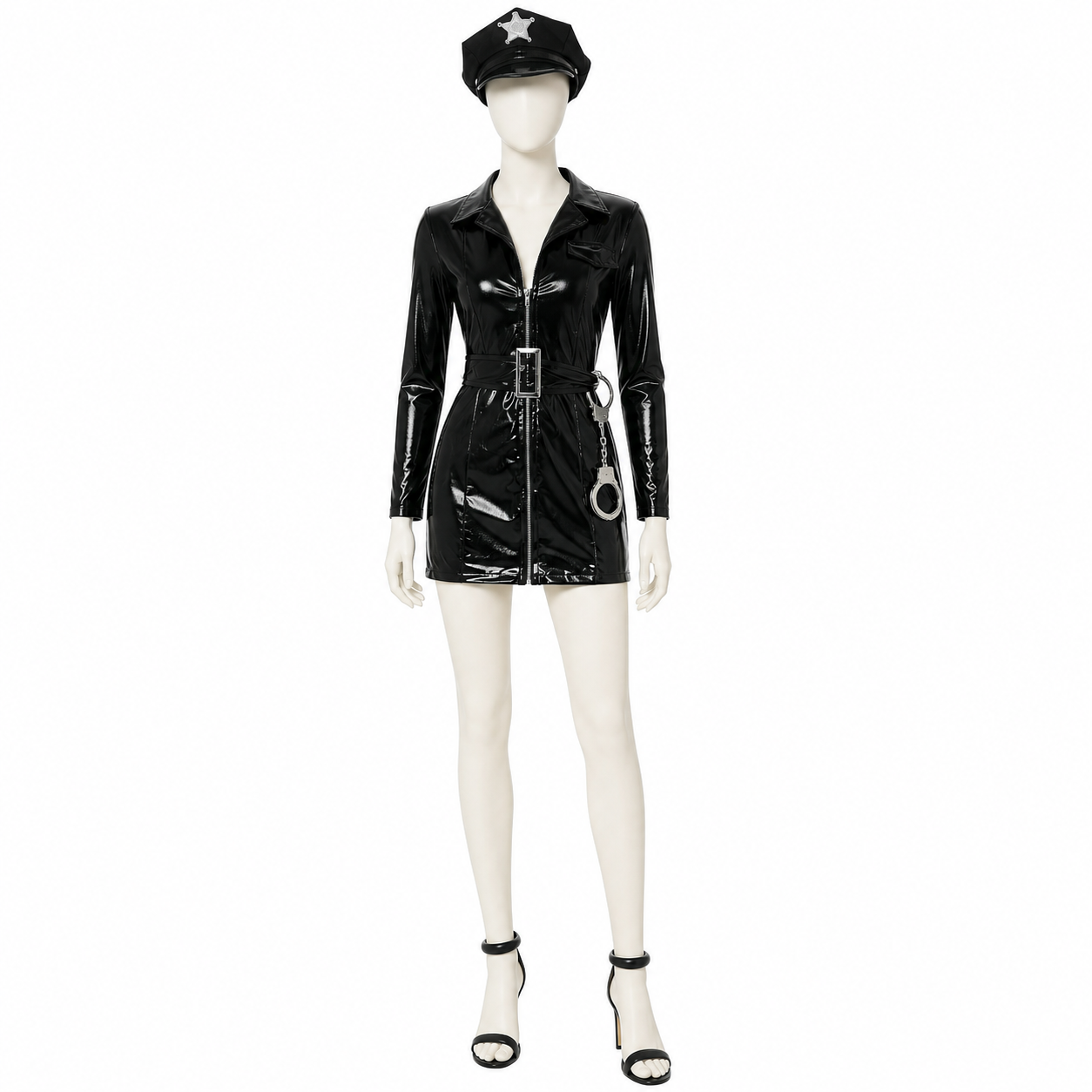 Police Costume with Belt and Handcuffs side view