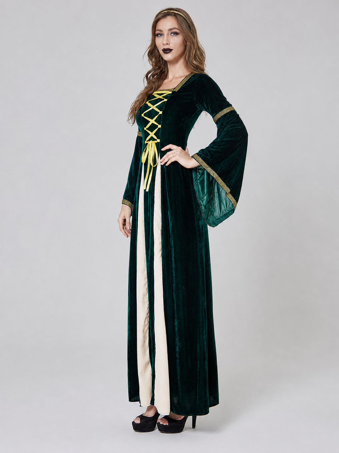 Costume Robe with Gold Lacing and Sleeves side view