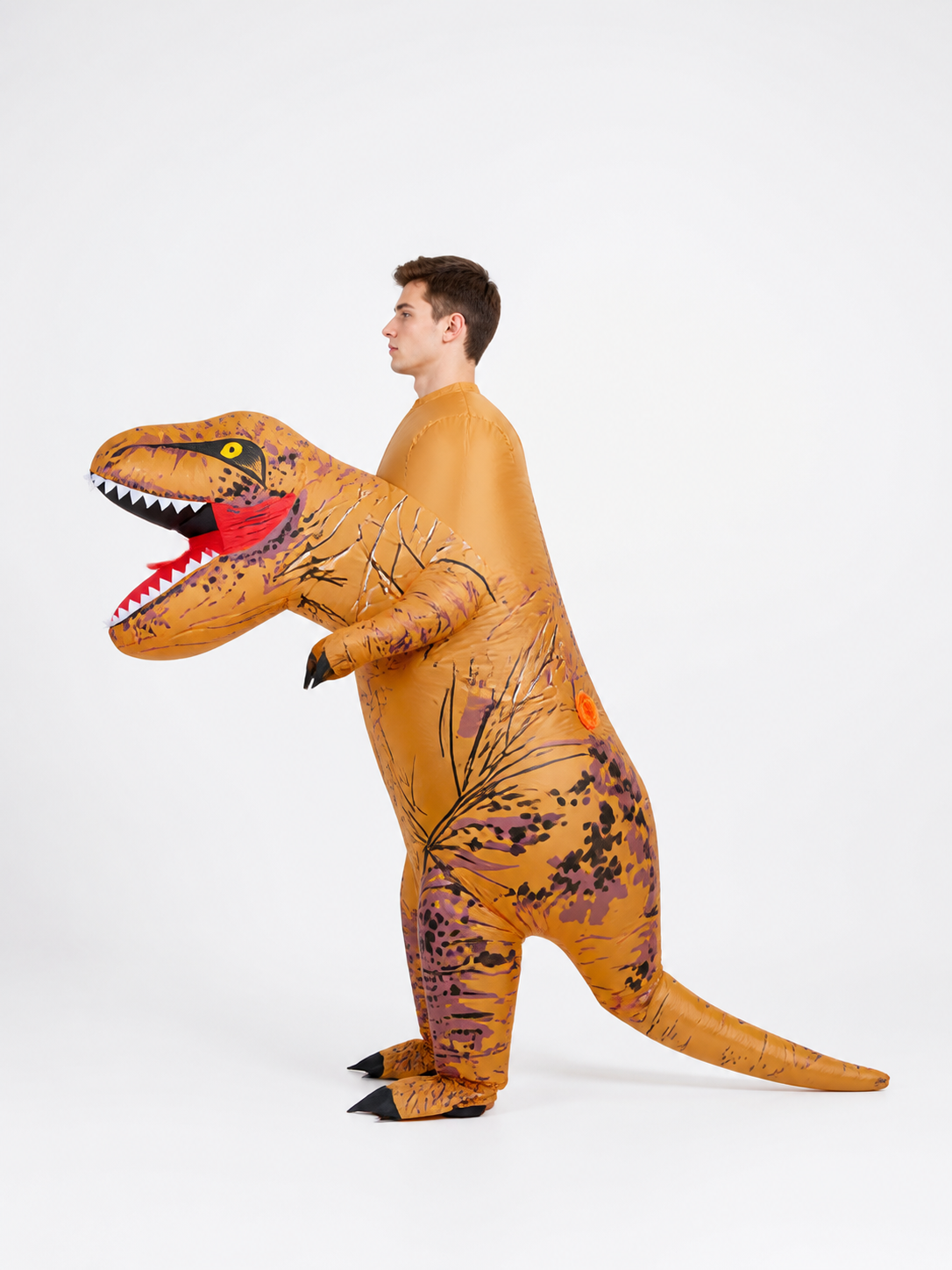 Inflatable Dinosaur Costume with Long Tail side view