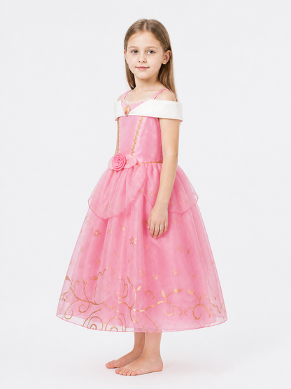 Pink Princess Dress with Gold Stars side view