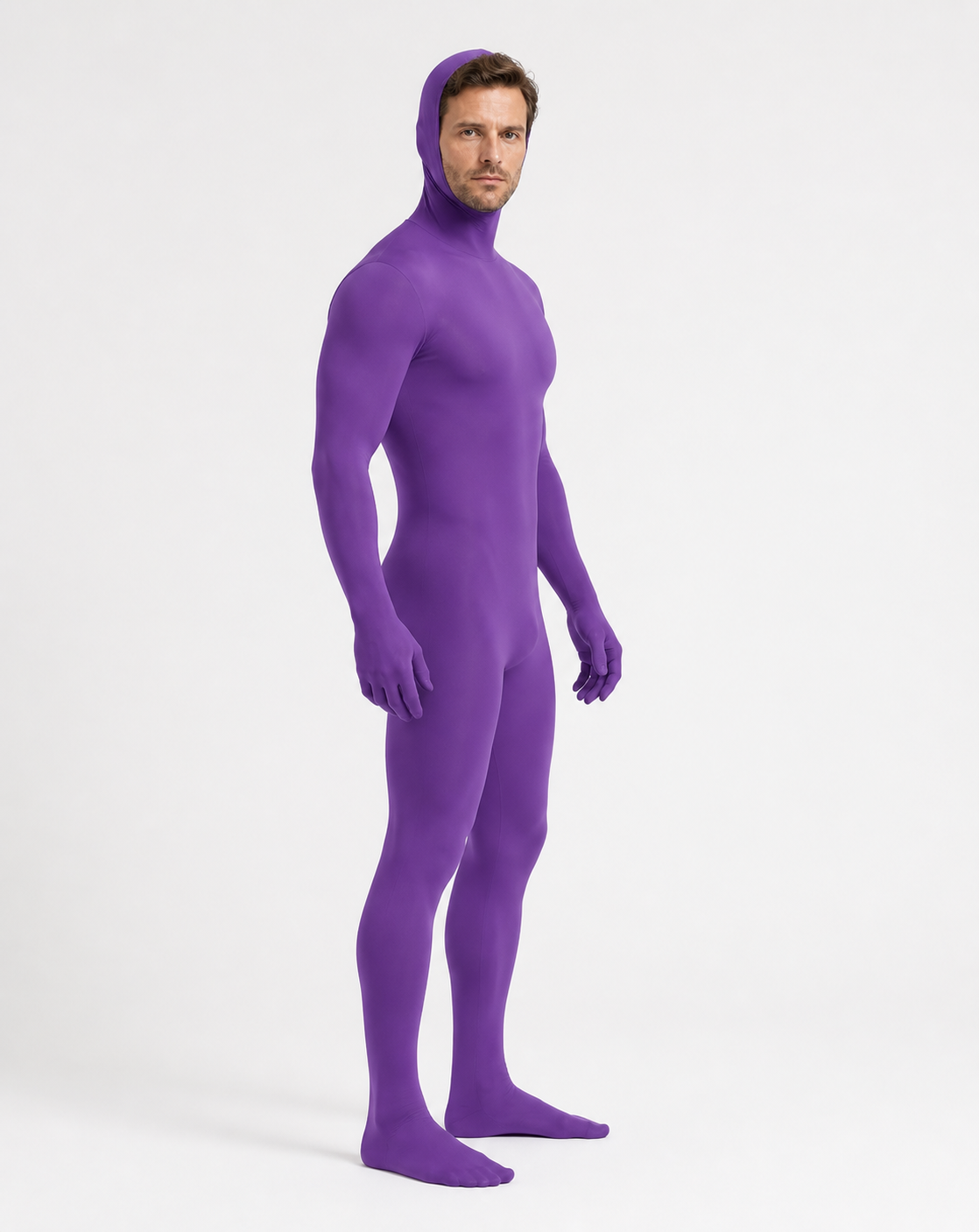 Purple Form-Fitting Hooded Halloween Bodysuit
