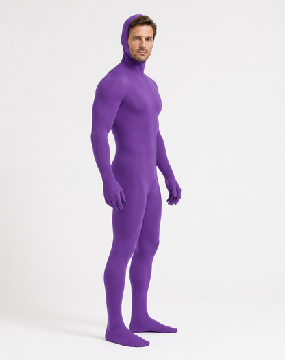 Purple Form-Fitting Hooded Halloween Bodysuit