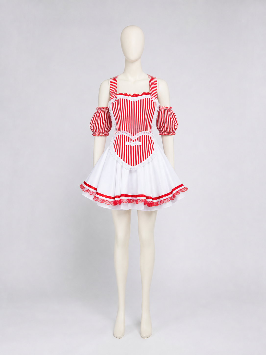 Cosplay costume dress with a striped bodice