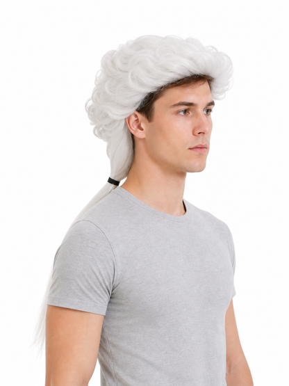 White Carnival Wig with a Long Braid