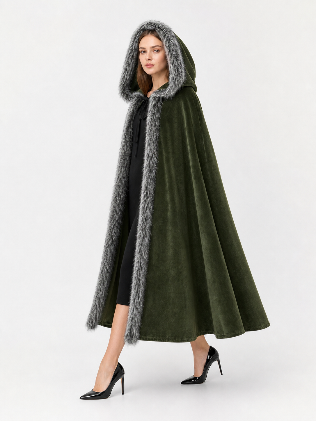 Olive Hooded Costume Cloak