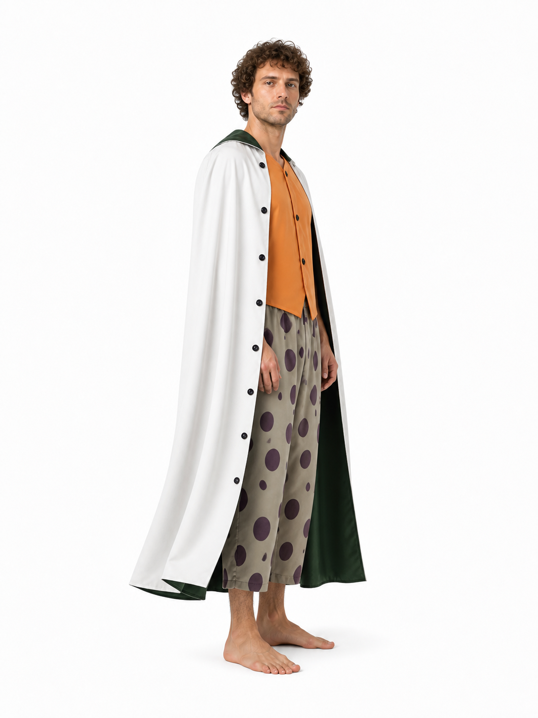 One Piece Silvers Rayleigh Cosplay Costume with Cape side view