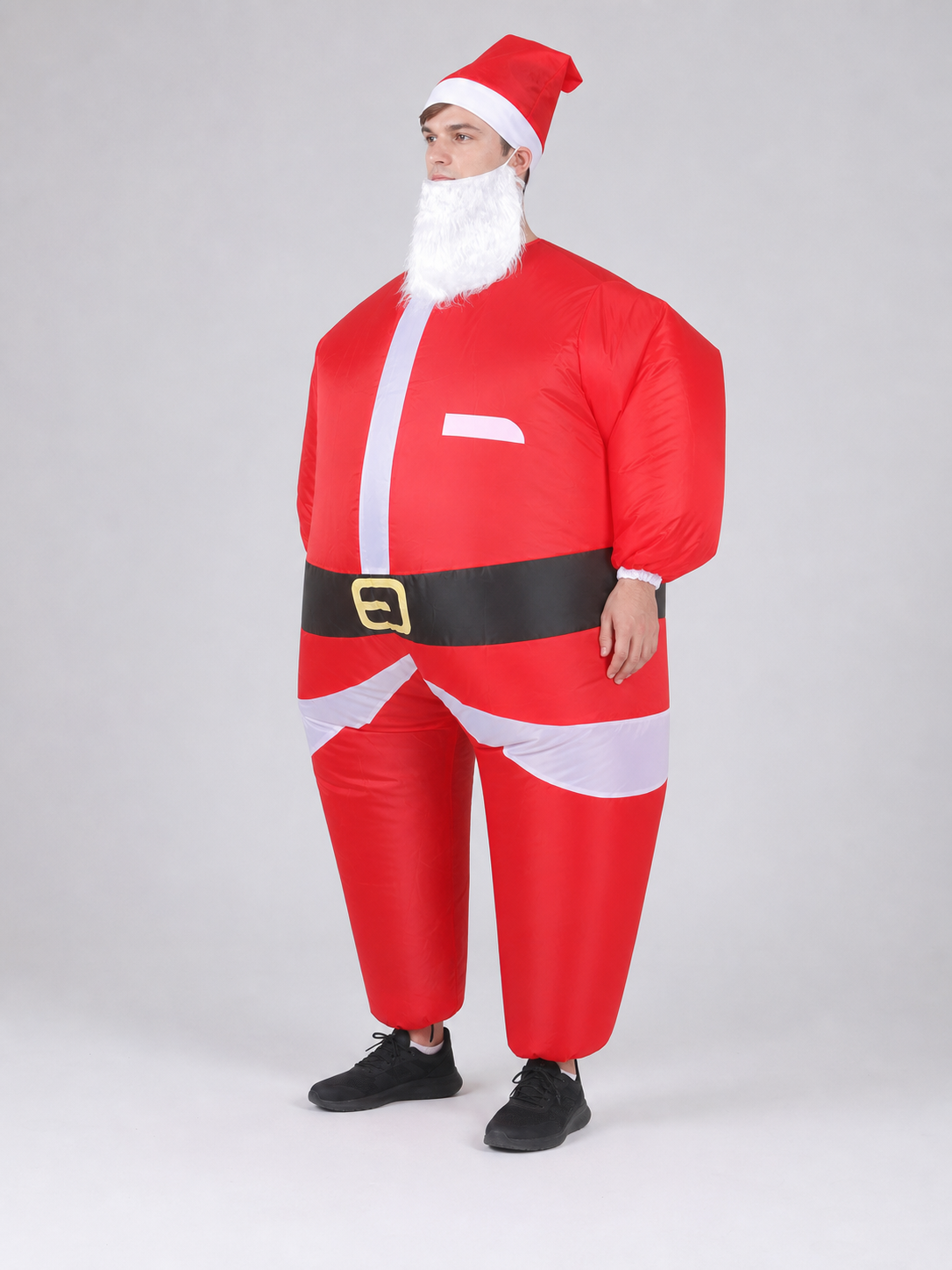 Santa Claus costume with beard and hat for the holidays