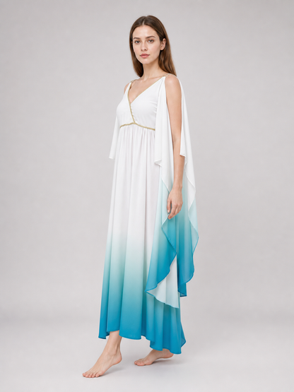 Gradient Maxi Dress with Gold Trim