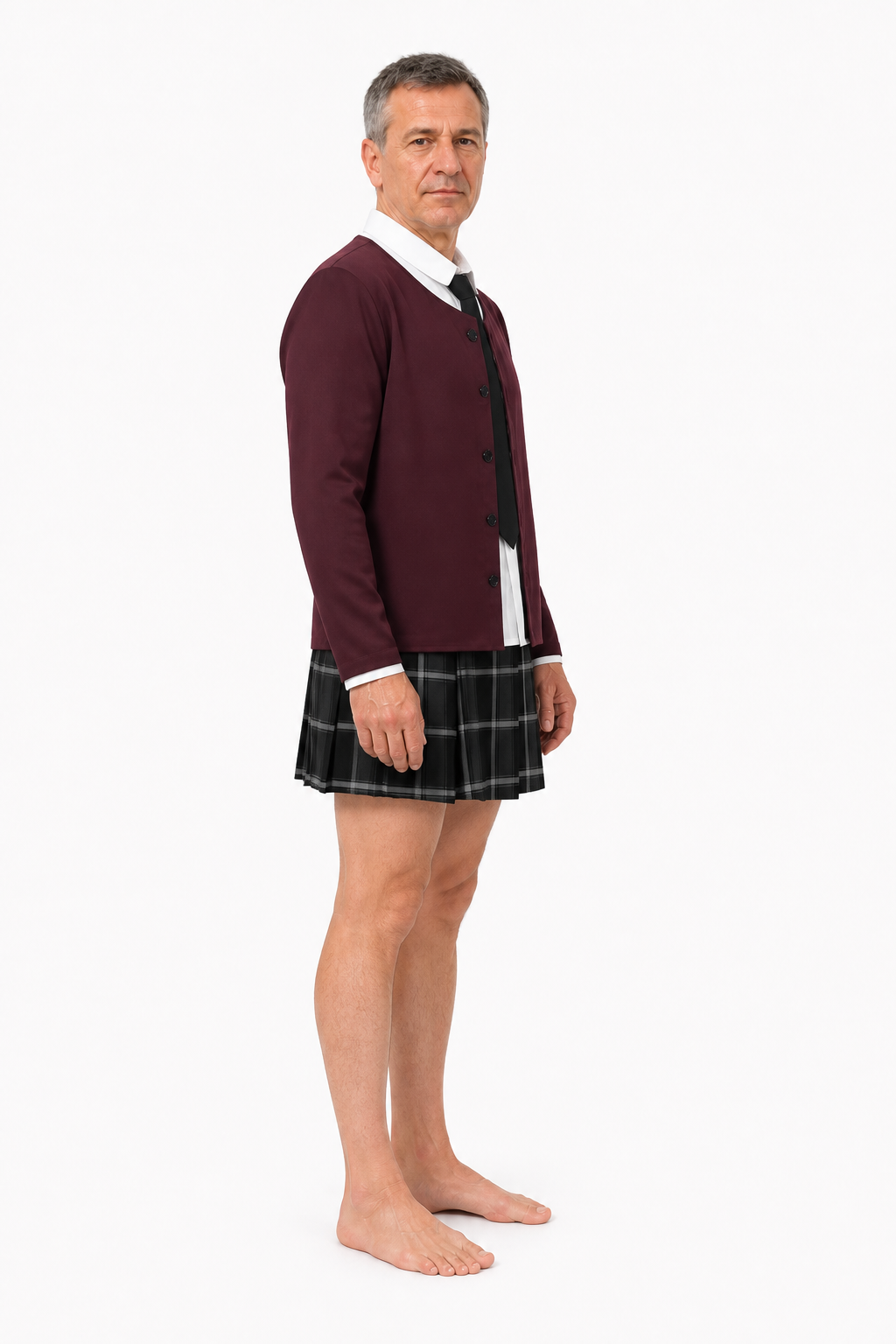 Cosplay Costume: Cardigan, Shirt, Tie, Skirt side view