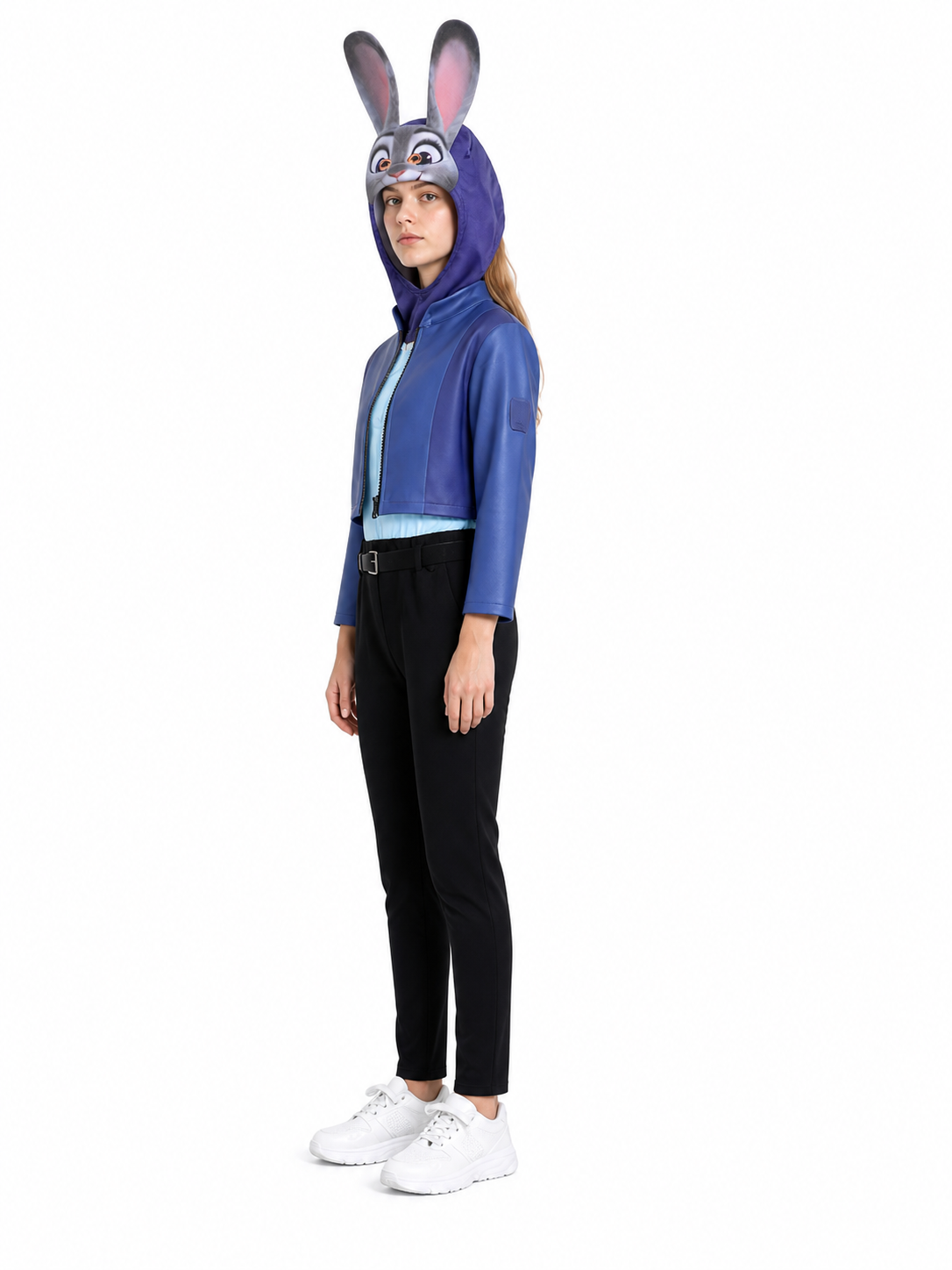 Bunny Cosplay Costume with Ears, Jacket, and Pants side view