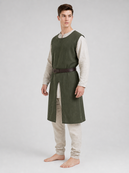 Green Cotton-Linen Sleeveless Tunic