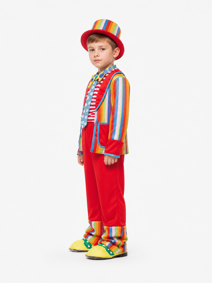 Clown Costume with Striped Top and Hat side view